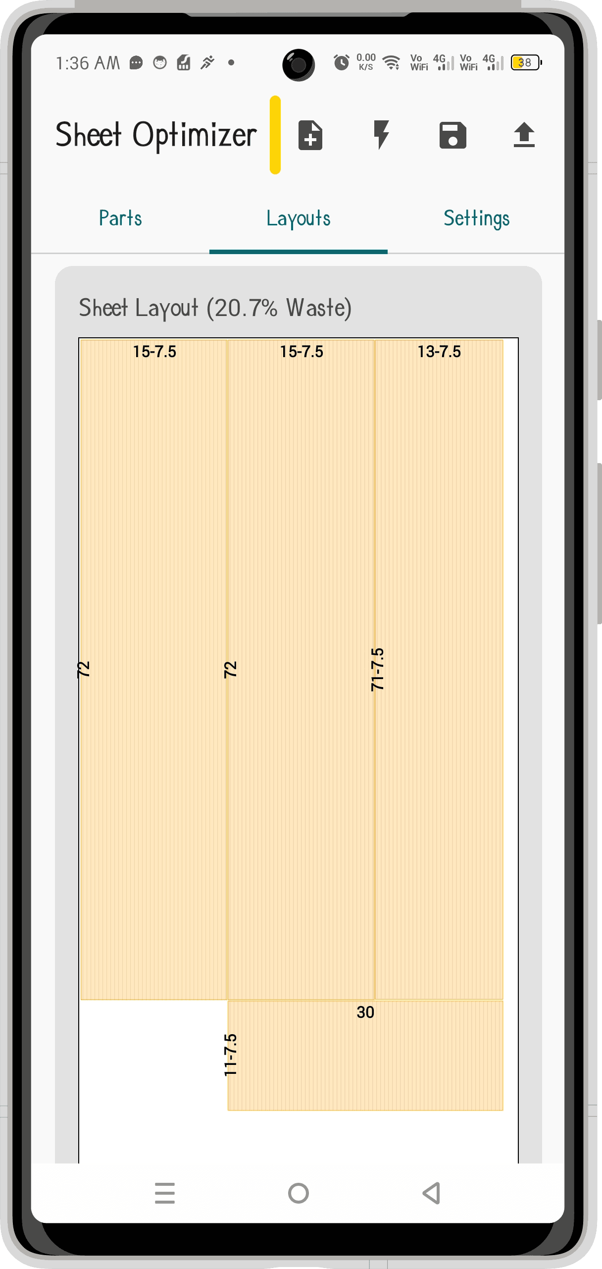 Sheet Cutting Edging Optimizer app screenshot